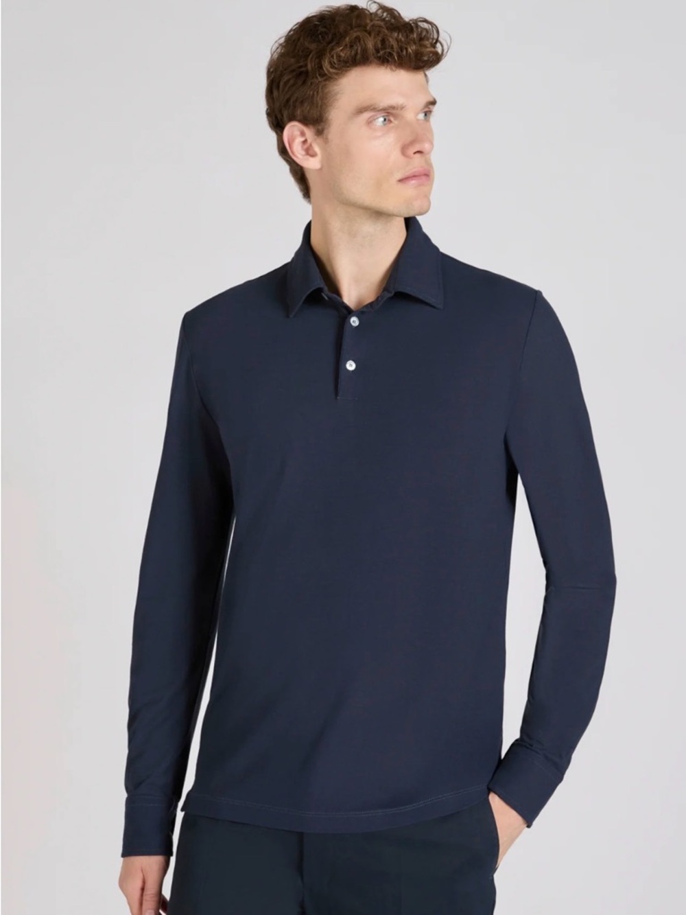 NWT Club Room XL Men's Long Sleeve Polo Shirt - Navy